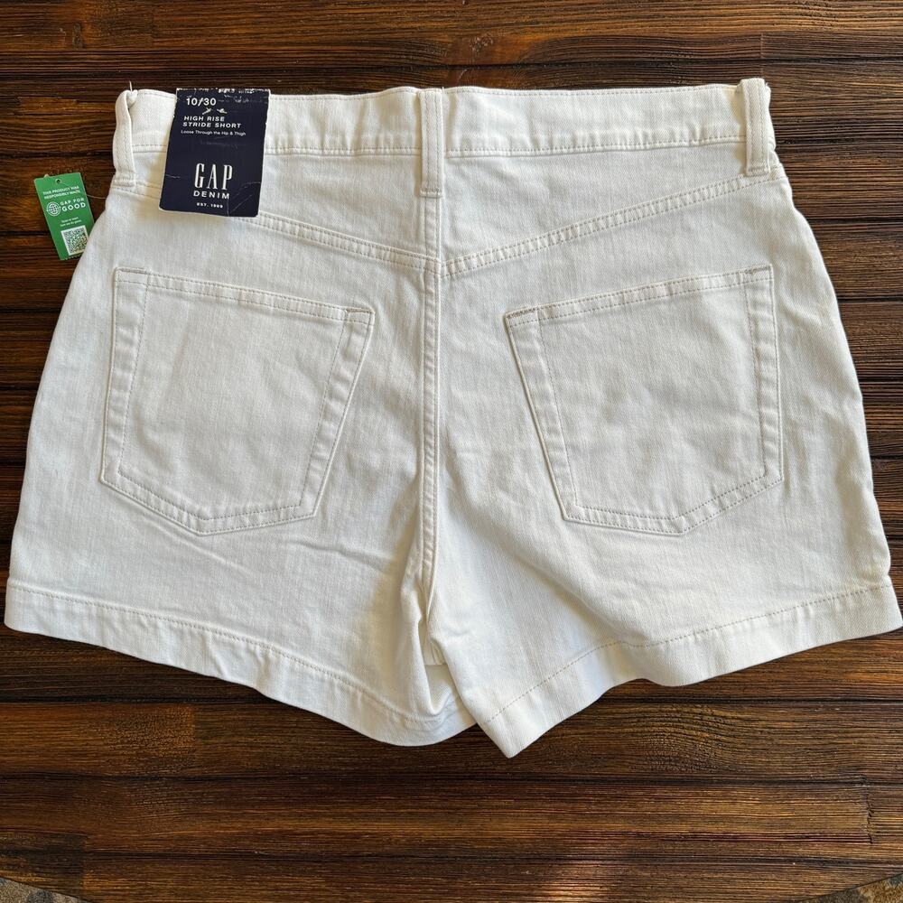 Gap High Rise Stride Shorts Size 10 / 30 Off White Denim NEW NWT Flat Front - Picture 3 of 10